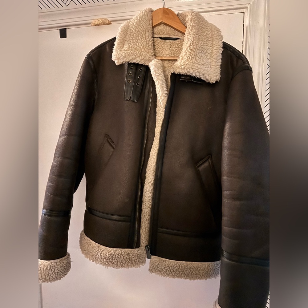 Zara Faux Leather Flight Jacket